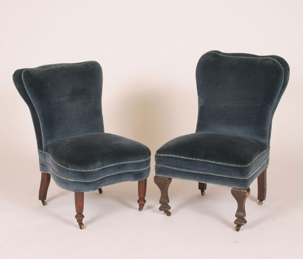 Pair Victorian upholstered slipper 4de29