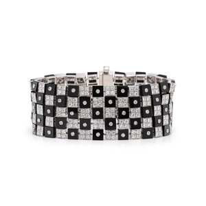 WHITE GOLD DIAMOND AND ONYX CHECKERBOARD 30add6