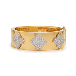 BICOLOR GOLD AND DIAMOND BANGLE 30adf5