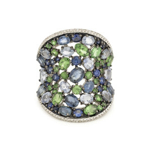 TSAVORITE GARNET, SAPPHIRE AND