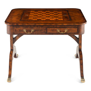 A Regency Style Walnut Game Table Maitland Smith  30ae7a