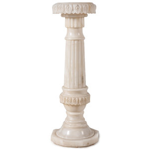 A Carved Alabaster Pedestal 
20th