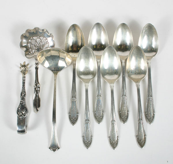 Sterling silver flatware and serving