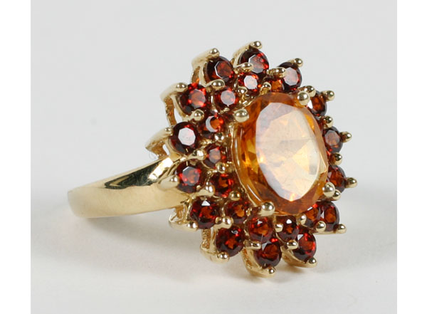 Gold 14K citrine and garnet cocktail 4de4e