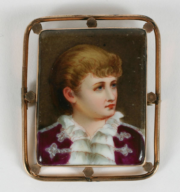 Porcelain miniature portrait brooch