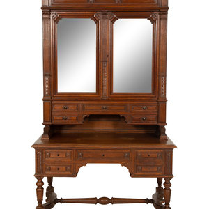 An English Carved Oak Bureau Cabinet
19th