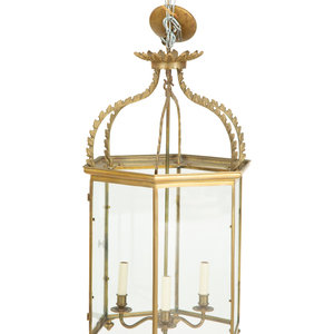 A Regency Style Brass Three Light 30afcf