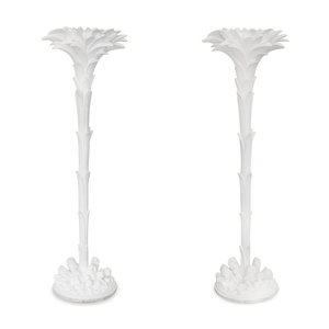 A Pair of Painted Palm Tree Torchères