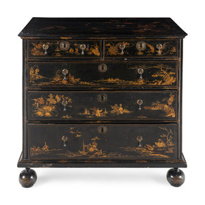 A William and Mary Black and Gilt-Japanned