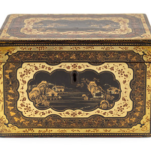 A Chinese Export Lacquer Tea Caddy 19th 30b05c