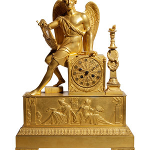 An Empire Gilt Bronze Figural Mantel