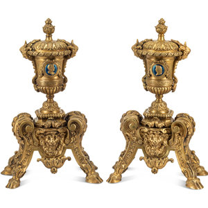 A Pair of French Gilt Bronze Chenets 20th 30b0ba