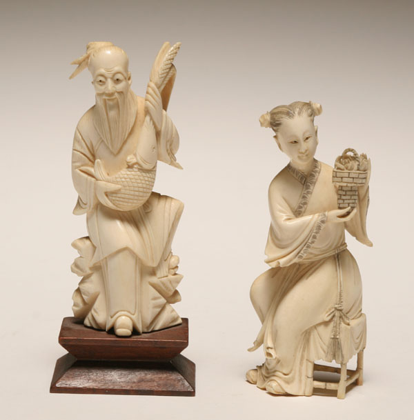 Two Asian carved ivory figures