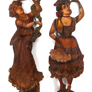 A Pair of Painted Wood Dummy Boards 19th 30b13c