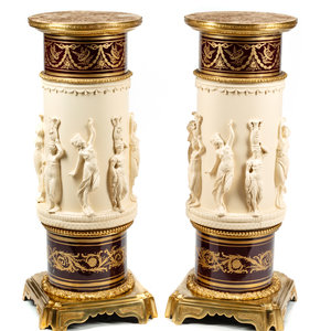 A Pair of Gilt Bronze Mounted Composition
