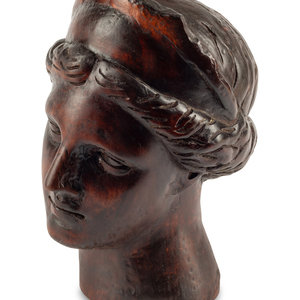 A Continental Carved Wood Head