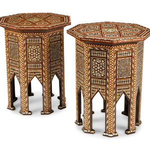 A Pair of Levantine Marquetry and