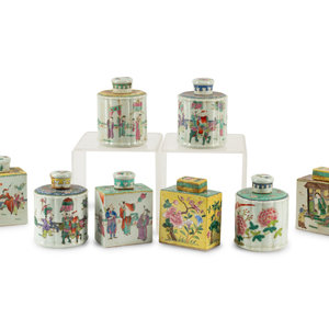 Eight Chinese Porcelain Tea Caddies 20th 30b19c