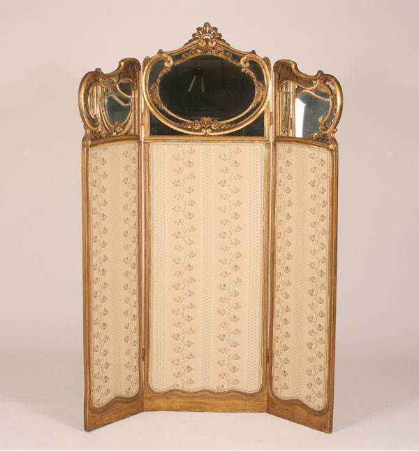 Continental three panel mirrored screen;