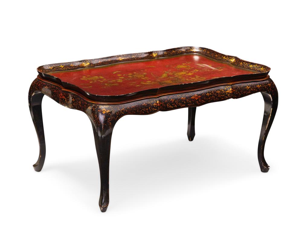 A CHINOISERIE LACQUERED WOOD COFFEE 30b216