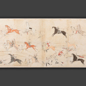 Sioux Painted Pictorial Muslin, Battle