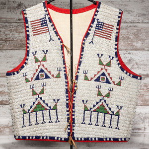 Sioux Beaded Hide Vest with American 30b231
