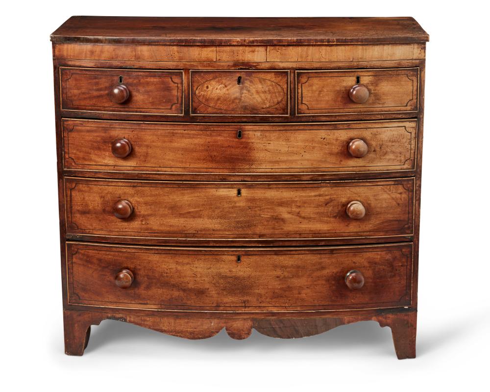 A FEDERAL MAHOGANY VENEERED CHEST OF