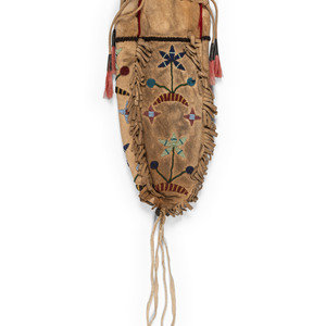 Santee Sioux Beaded Hide Drawstring