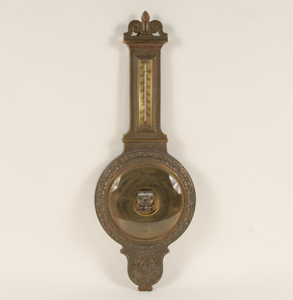 German cast metal barometer thermometer  4debc