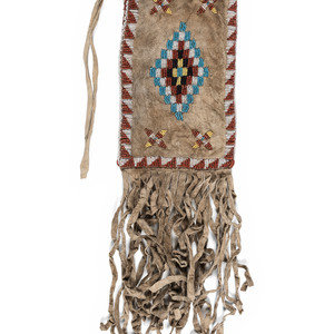 Apache Beaded Hide Drawstring Pouch first 30b371