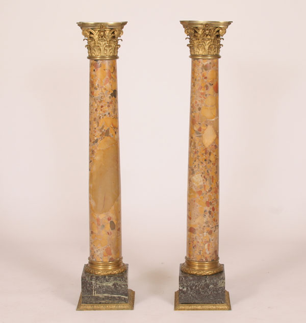 Pair marble column pedestals with 4dec6