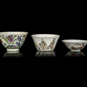 Three Chinese Famille Rose Porcelain