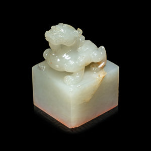 A Chinese Carved White Jade Seal the 30b452