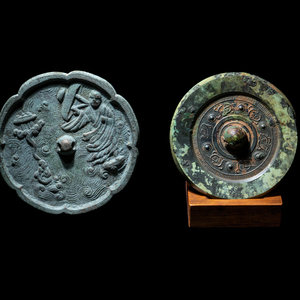 Two Chinese Bronze Mirrors Han 30b461
