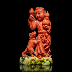 A Chinese Coral Figural Group of 30b485