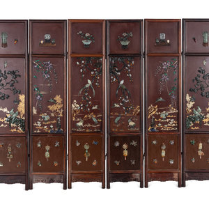 A Chinese Hardstone Inlaid Six Panel 30b48f