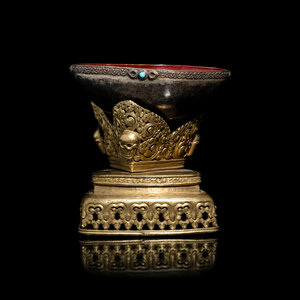 A Tibetan Semi-Precious Stone Inlaid