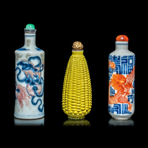 Three Chinese Porcelain Snuff Bottles
19th