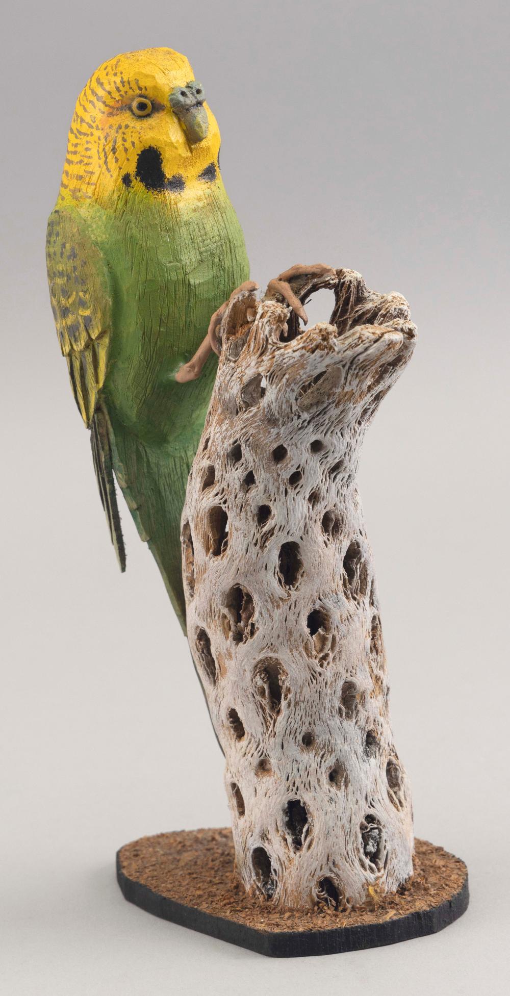 STAN SPARRE CARVING OF A PARAKEET