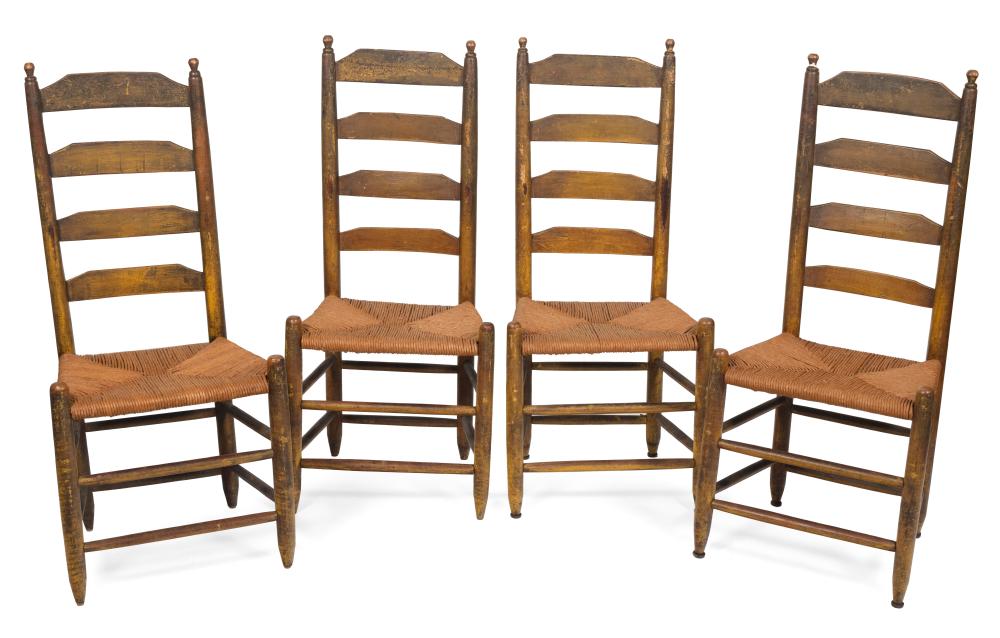 SET OF FOUR LADDERBACK SIDE CHAIRS 30b52d