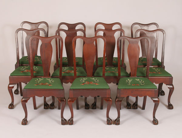 Set of 11 Mahogany Queen Anne needlepoint