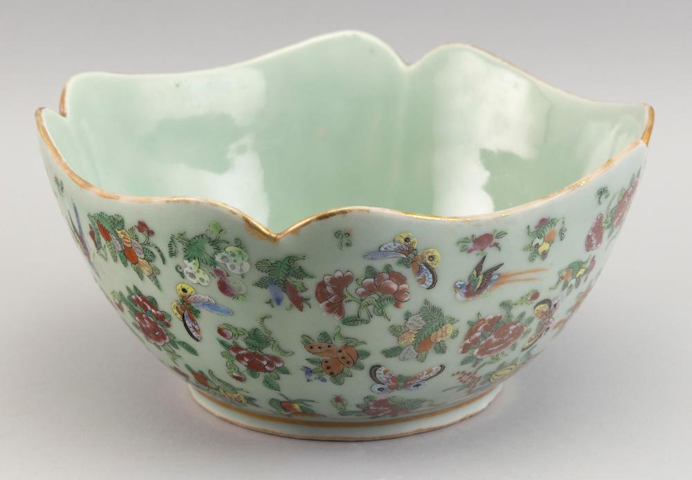 CHINESE EXPORT ROSE CANTON-ON-CELADON