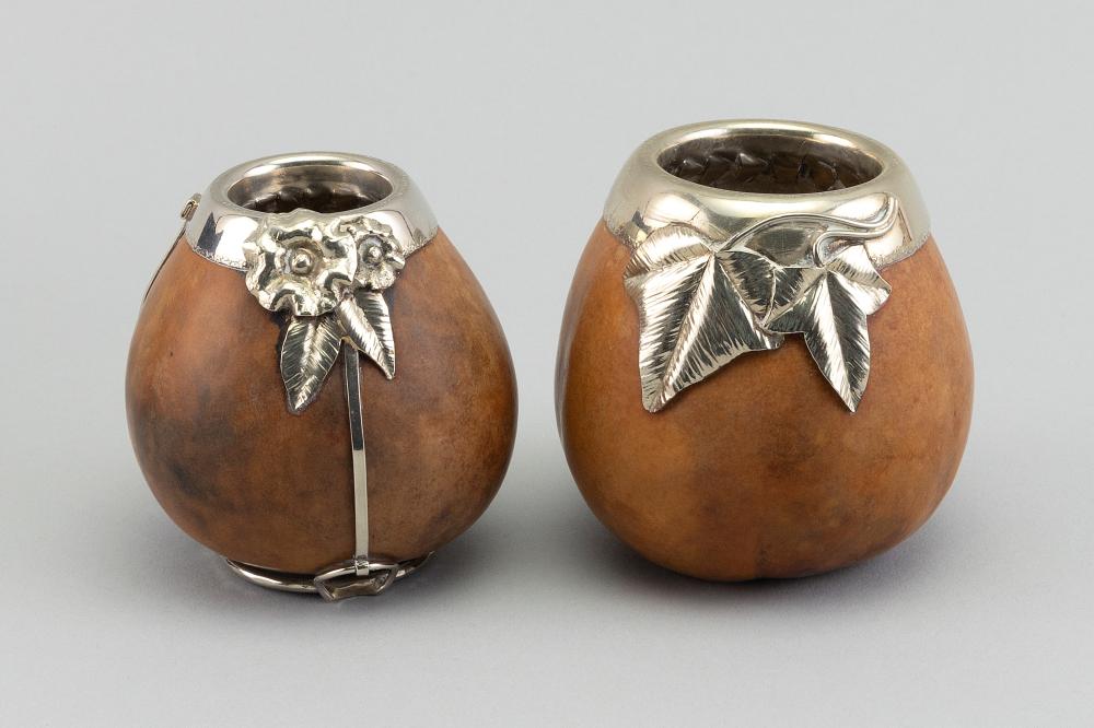 TWO SILVER-MOUNTED NUT CUPS LATE