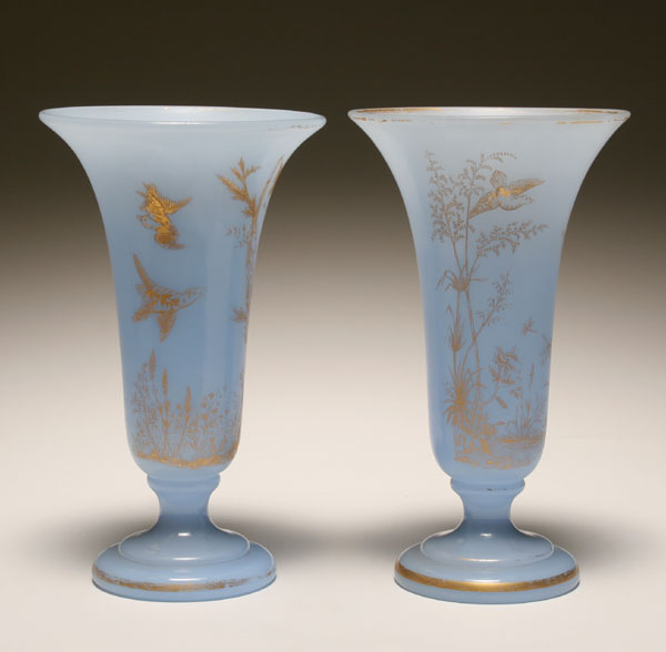 Pair Victorian Bristol glass vases  4defc