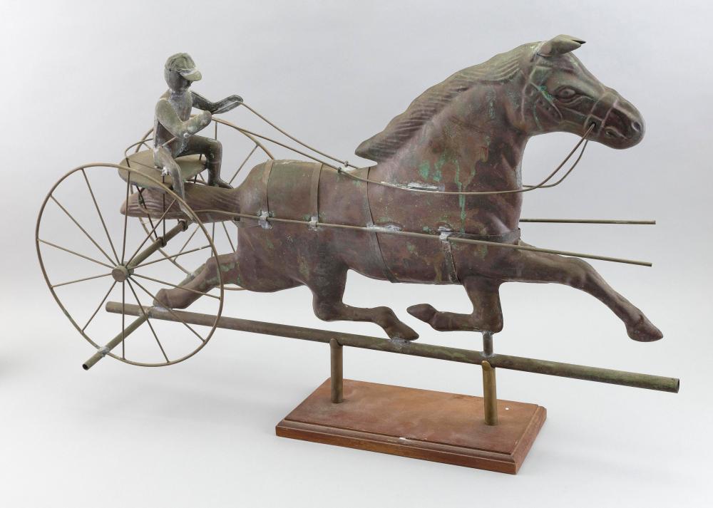 COPPER HORSE AND BUGGY WEATHER VANE