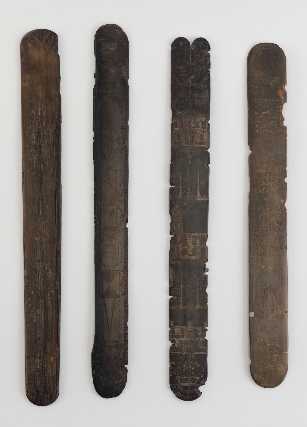 FOUR BALEEN BUSKS 19TH CENTURY