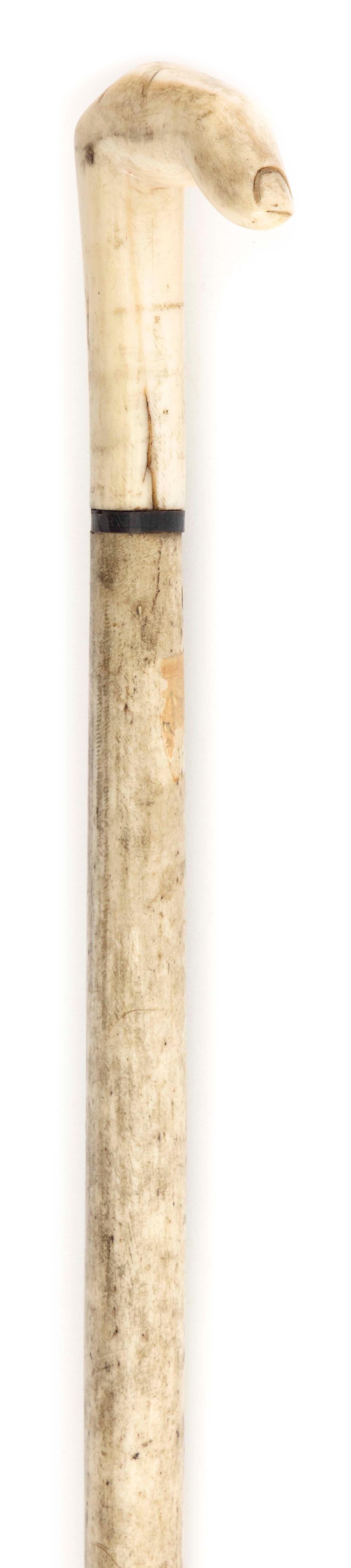 WHALE IVORY AND WHALEBONE CANE