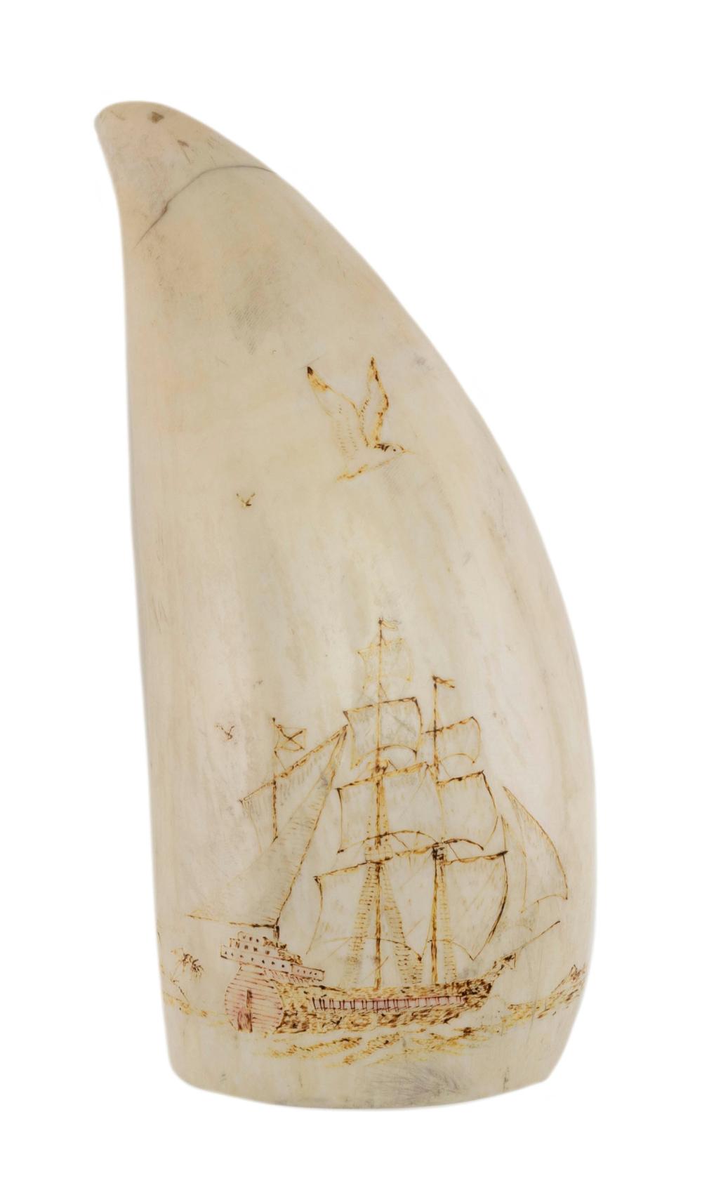 ESKIMO ENGRAVED WHALE’S TOOTH
