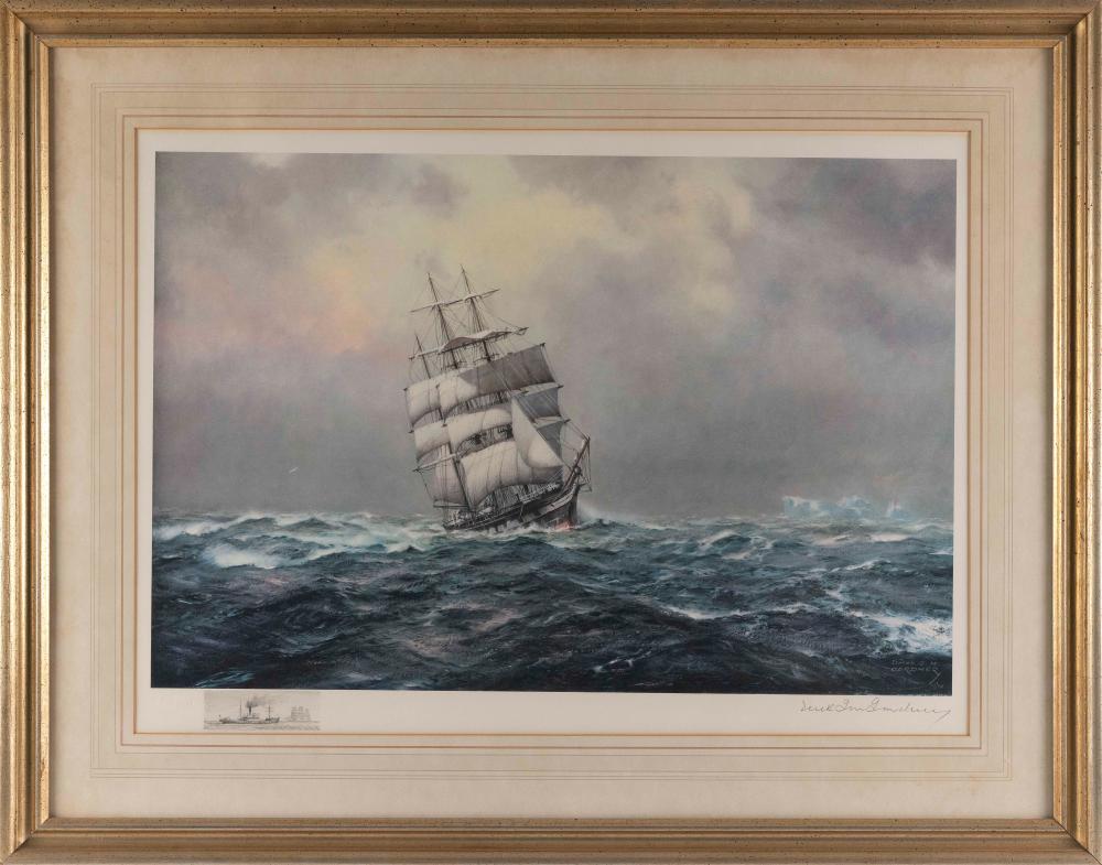 PRINT OF A THREE-MASTED SHIP AFTER