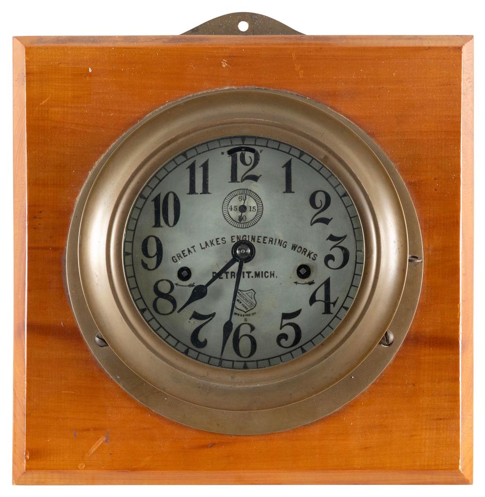 MOUNTED SHIP’S CLOCK EARLY 20TH